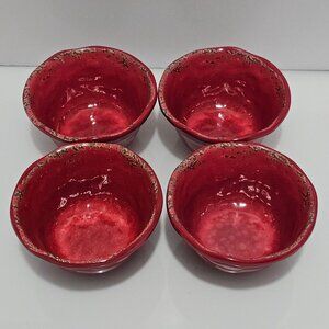 4 Pier 1 Carmelo Melamine Bowls 4oz Salsa Dip Snack 3.7" rustic unbreakable dish